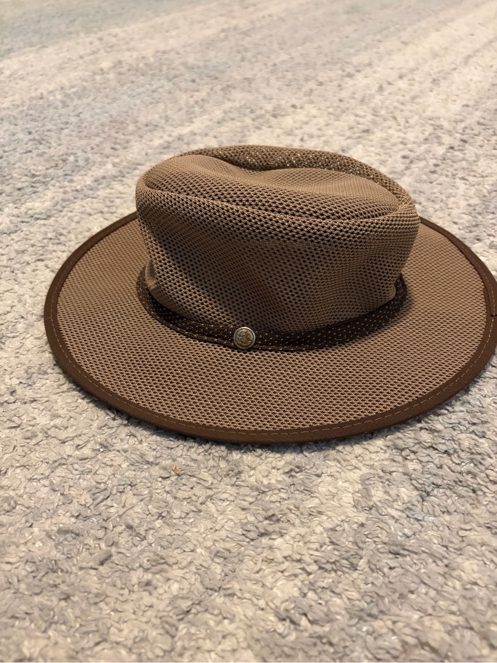 American Hat Makers Cabana Sun Hat Mens Medium Brown Mesh Wide Brim USA UPF50⁠